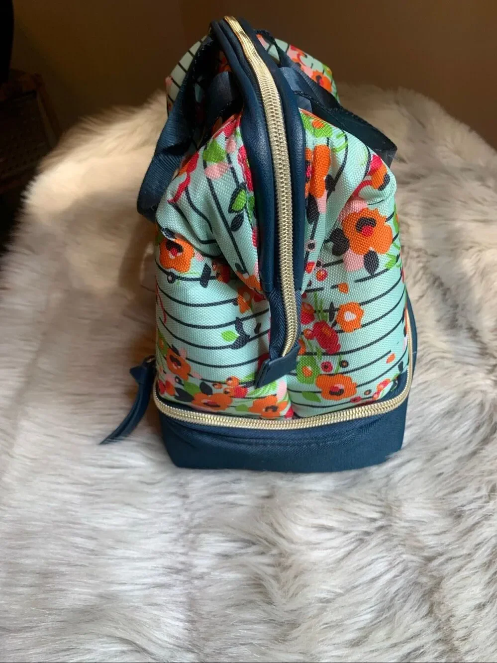 Dabney Lee Lunch Tote Bag Floral and  Navy